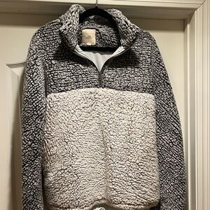 Thread & Supply Gray and Cream Sherpa Pullover